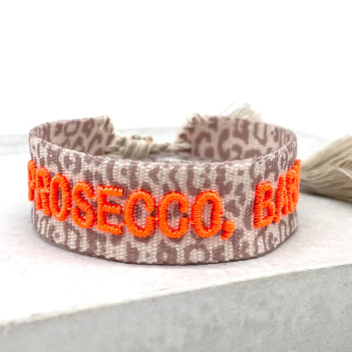 Webarmband "Prosecco Baby" leo/neon orange