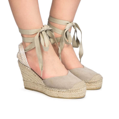 Wedges Espandrilles Nubuk Leder beige
