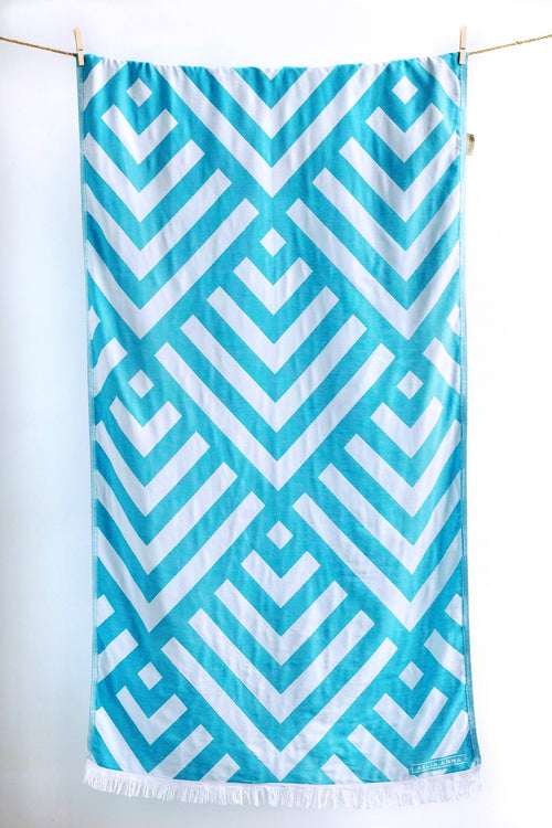 Beachtowel Cavos türkis/weiß