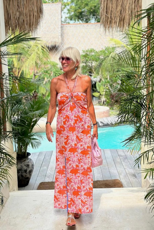 Beach Neckholder Dress "Orange Lillies"
