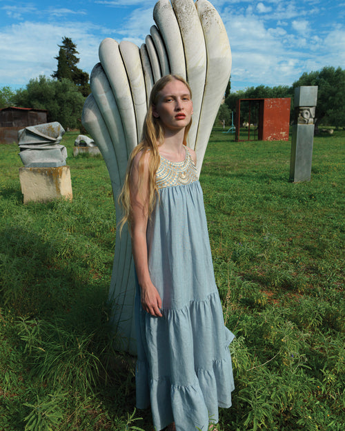 Leinen Midi Dress "Triangel"