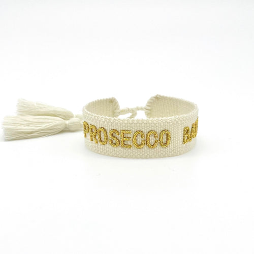Webarmband "Prosecco Baby" offwhite/gold