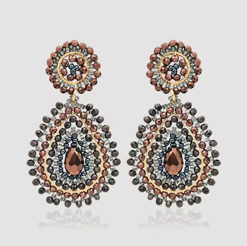 Ohrstecker Beads " Drops Bronze/Grey"