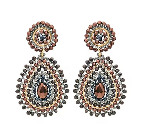 Ohrstecker Beads " Drops Bronze/Grey"
