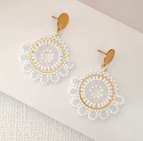 Ohrstecker Beads " Pure White"