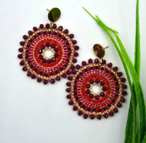 Ohrstecker Beads "Red Wine"