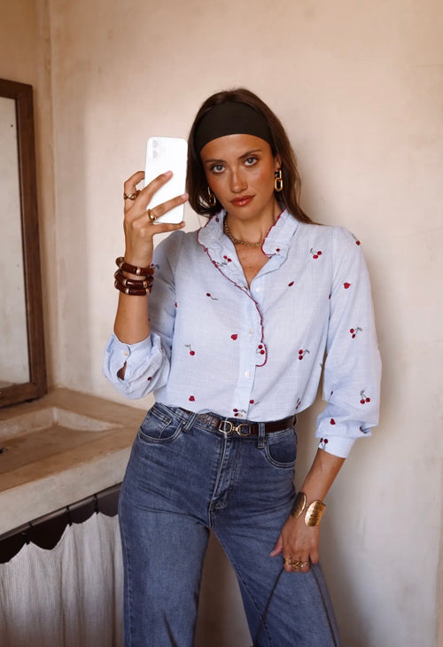 Bluse Stripes "Cherry and Hearts"
