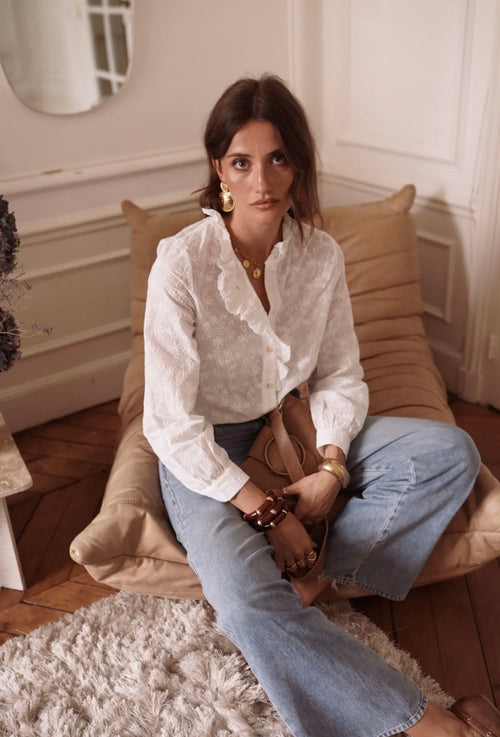 Bluse "Flower" mit Rüschenleiste