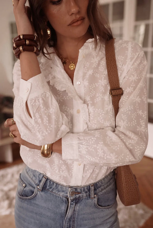 Bluse "Flower" mit Rüschenleiste