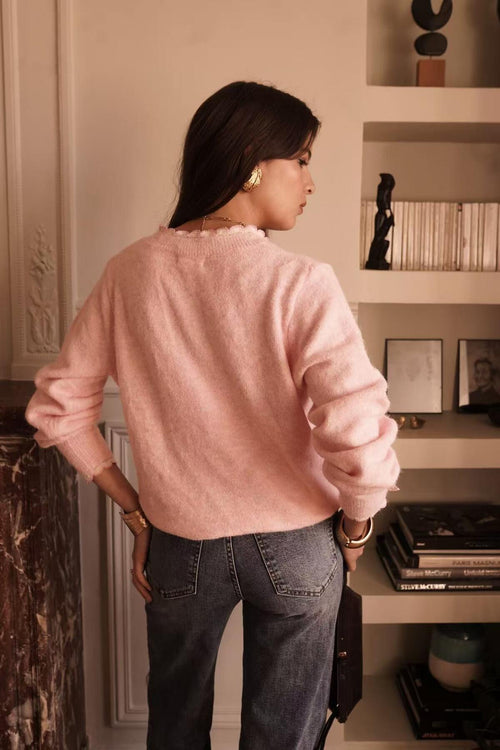 Cardigan "Chloe" mit Spitzenbesatz soft pink