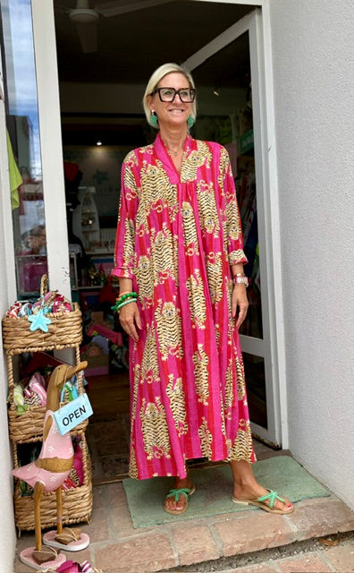 Kaftan Dress "Classy" Tiger Pink/Red
