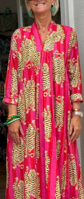 Kaftan Dress "Classy" Tiger Pink/Red