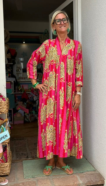 Kaftan Dress "Classy" Tiger Pink/Red