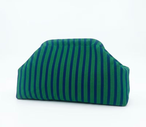 Clutch "Fine Stripes" green/blue
