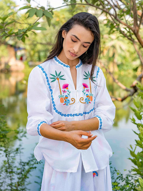 Catnep Blouse White Monkey