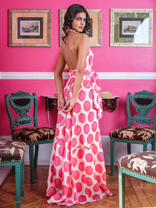 Hops Dress Ikat pink/orange