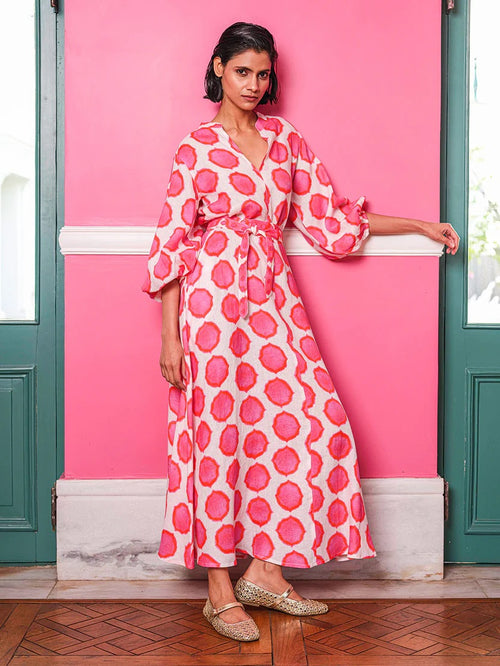 Marigold Dress Ikat pink/orange