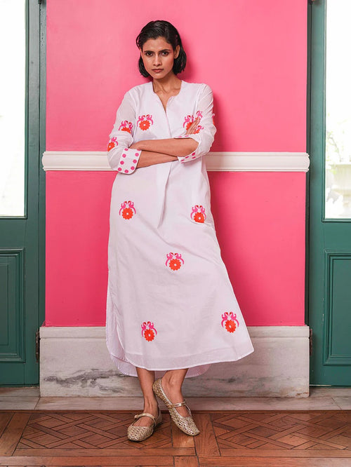 Amethyst Kaftan Gujarat Birds pink/orange