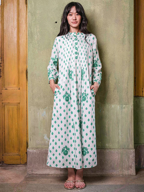 Dress Woodruff Dots emerald Birds