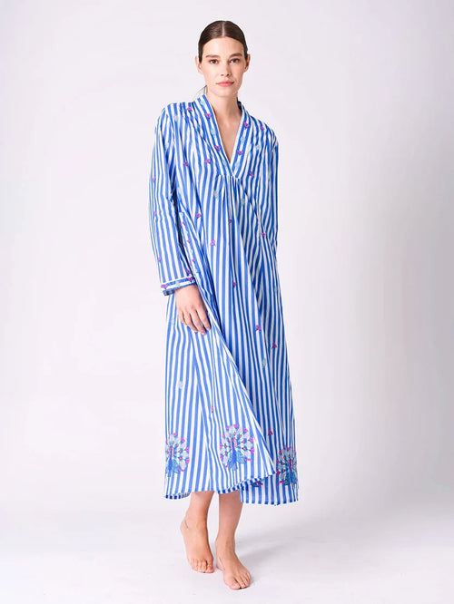 Dress Sandalwood "Blue Stripes Peacock"