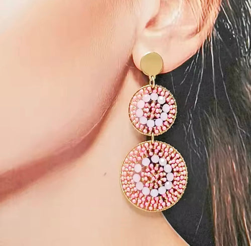 Ohrstecker Beads " Double Explosion Nude/Soft Pink"