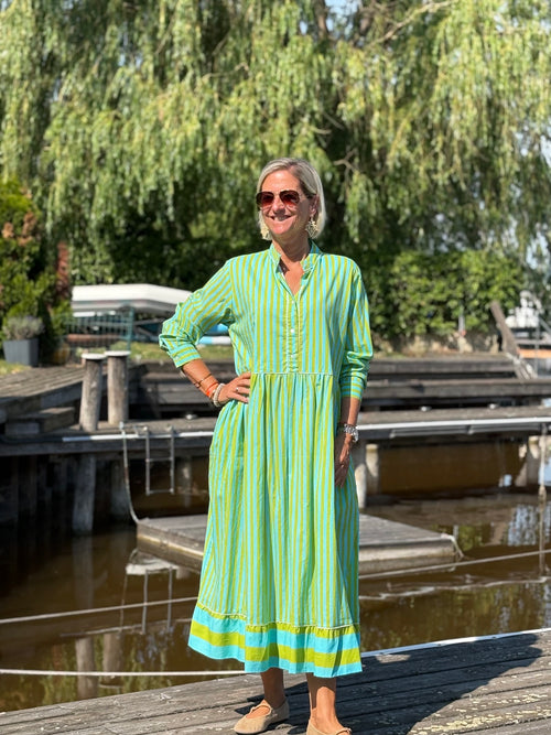 Maxi Dress "Niki" Stripes green/turquoise