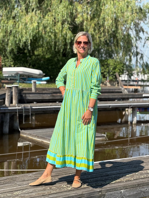 Maxi Dress "Niki" Stripes green/turquoise