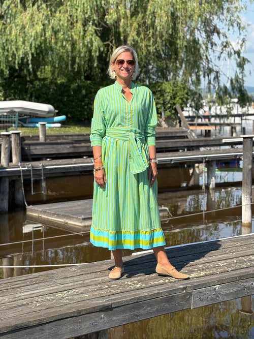 Maxi Dress "Niki" Stripes green/turquoise