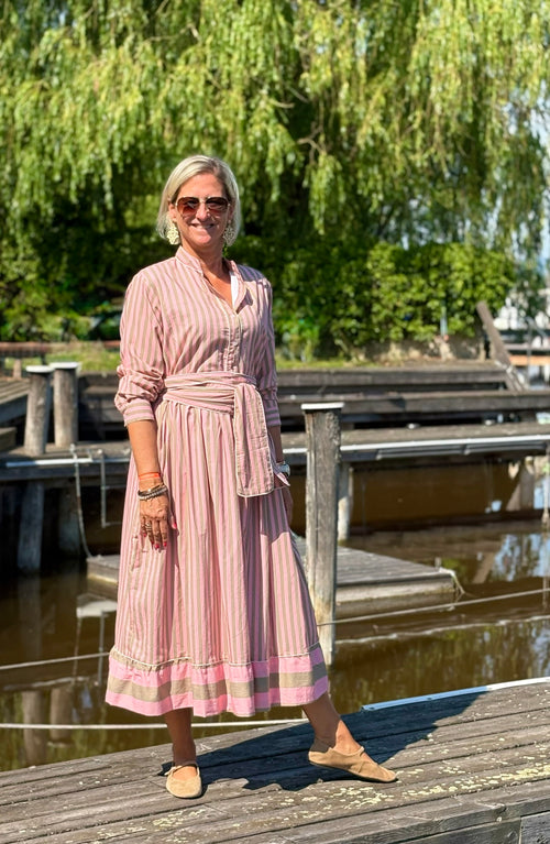Maxi Dress "Niki" Stripes soft pink/khaki