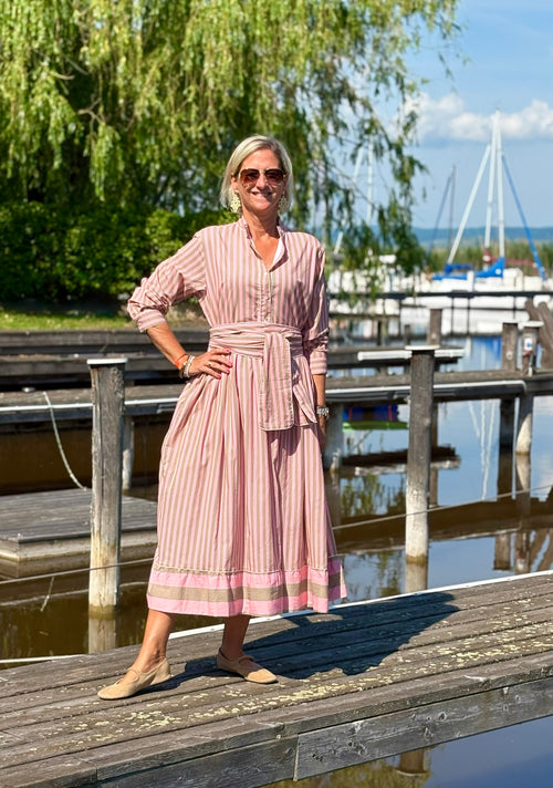 Maxi Dress "Niki" Stripes soft pink/khaki