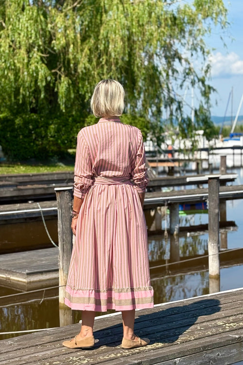 Maxi Dress "Niki" Stripes soft pink/khaki