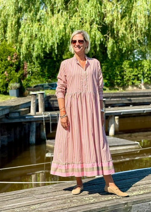 Maxi Dress "Niki" Stripes soft pink/khaki
