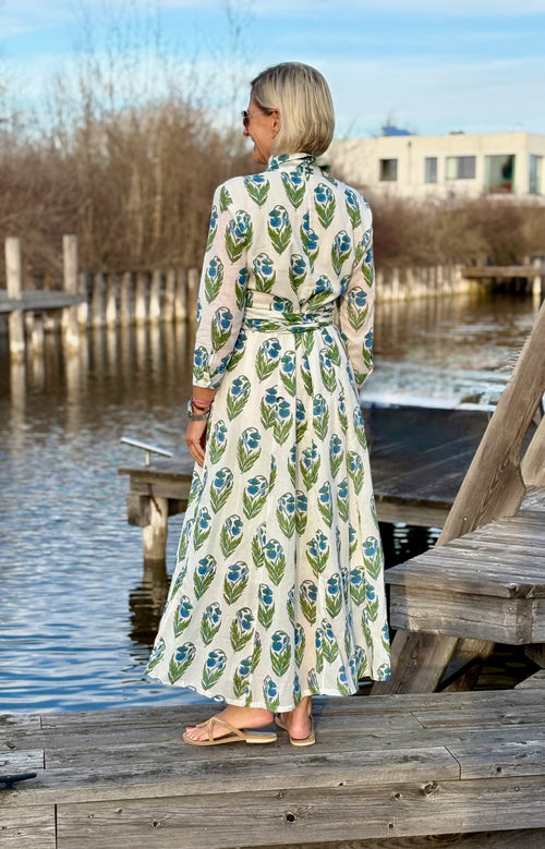 Hemdblusen Dress "Lovley"Blue/Green Flower