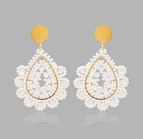 Ohrstecker Beads " Drops Pure White"