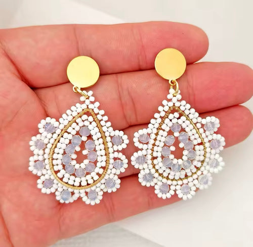 Ohrstecker Beads " Drops Pure White"