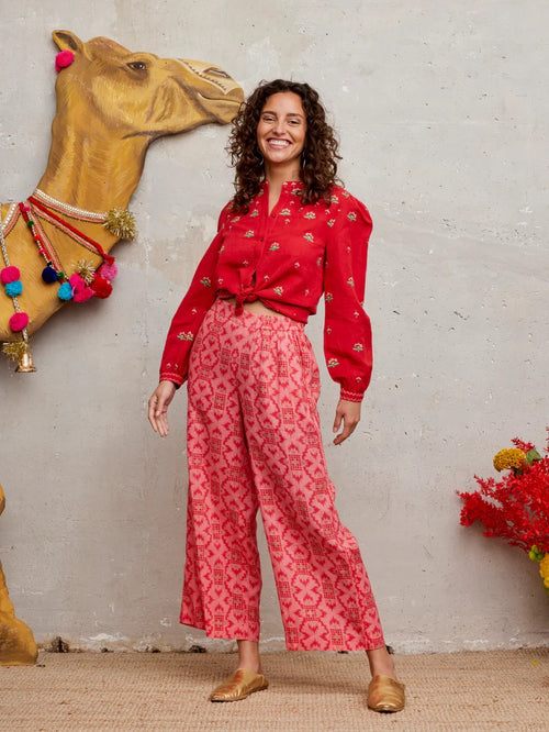 Hose Fennel coral ikat