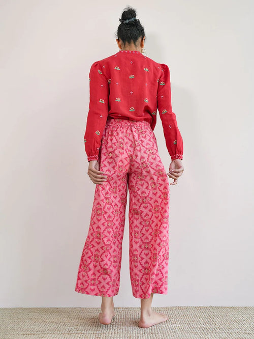 Hose Fennel coral ikat