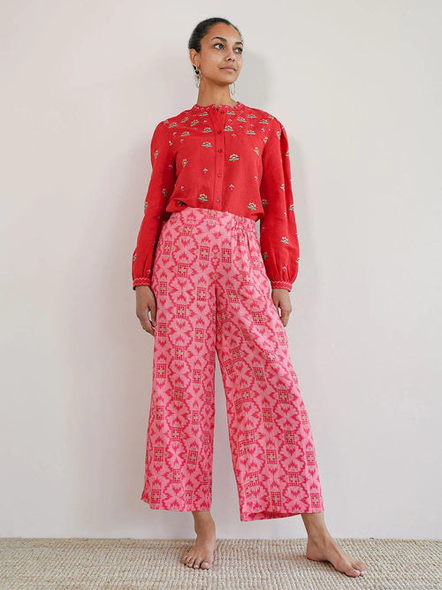 Hose Fennel coral ikat