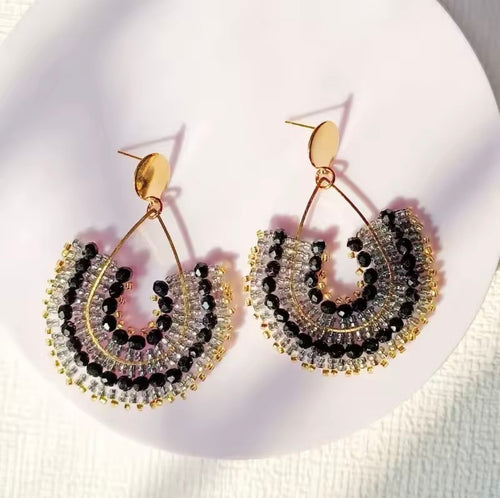 Ohrstecker Beads "Fine Drops" black