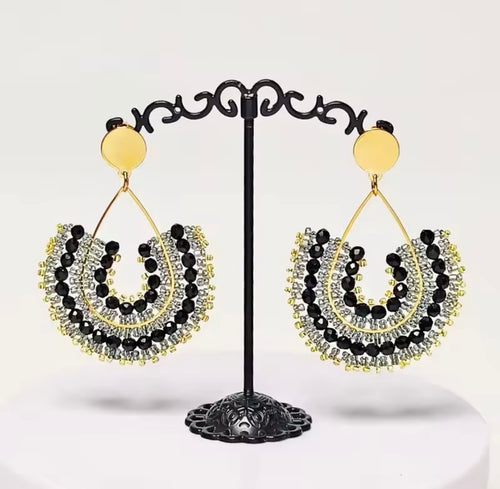 Ohrstecker Beads "Fine Drops" black