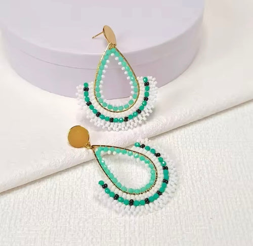 Ohrstecker Beads "Fine Drops" mint/white