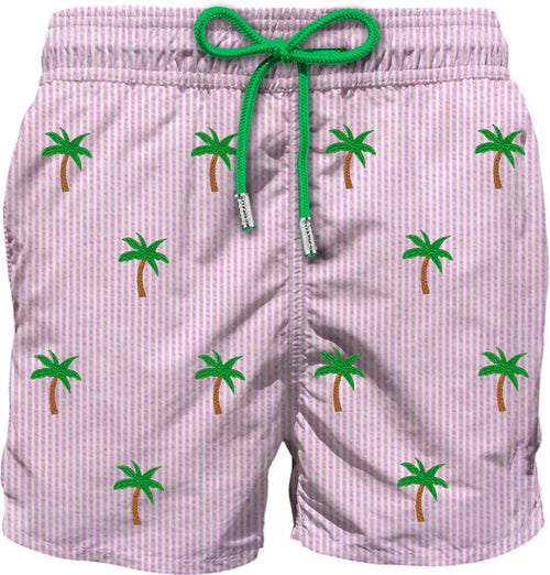 Swimshort Gustavia Embroidery Seersucker Palm Stripes