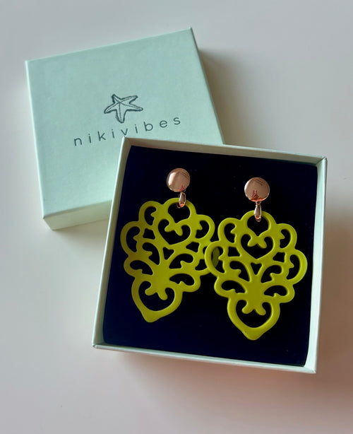 Hornohrringe Butterblume "Fluo Collection" rosegold