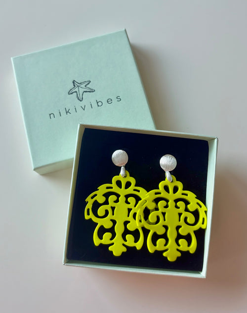 Hornohrringe Tulip "Fluo Collection" silber