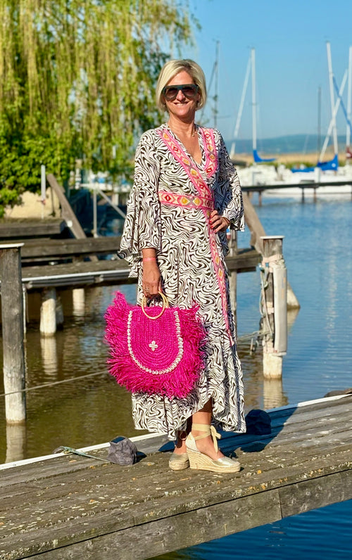 Seiden Maxidress Lisboa "Zebra"