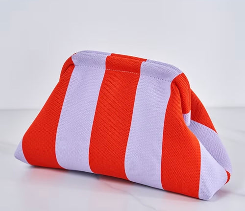 Clutch "Blockstripes" rot/flieder