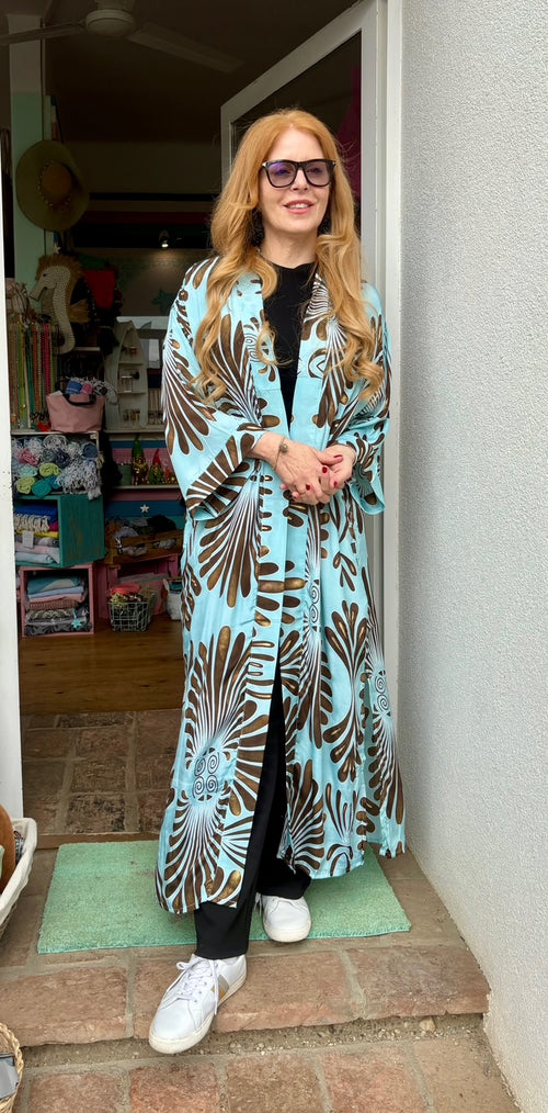 Seiden Kimono Print Leaves Abstract