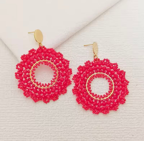Ohrstecker Beads "Flamenco round"