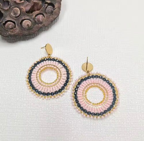 Ohrstecker Beads "rose/smaragd Circle"