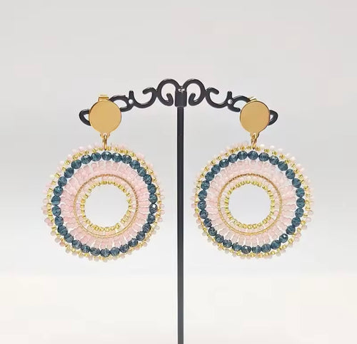 Ohrstecker Beads "rose/smaragd Circle"